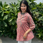 1Applepinkgathershortkurti