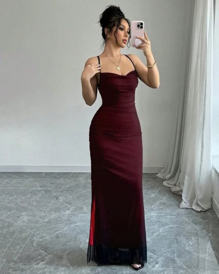 Black Sweetheart Neck Spaghetti Strap Ruched Bodycon Maxi Dress