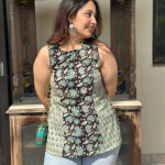 1tealblackhaltershortkurti