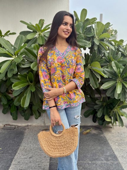 Tropical Marigold Short Kurti