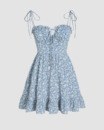 Ditsy Floral Tie Shoulder Mini Dress