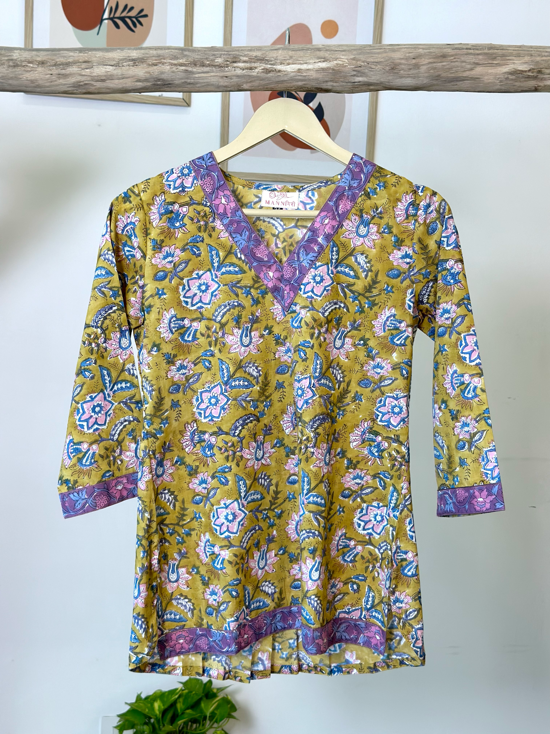 Olivegreenshortkurti.png Olive Green Short Kurti - Image 1