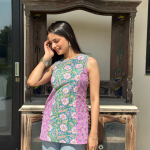 pinkgreenhaltershortkurti