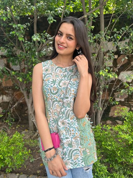 Sage Green Halter Short Kurti