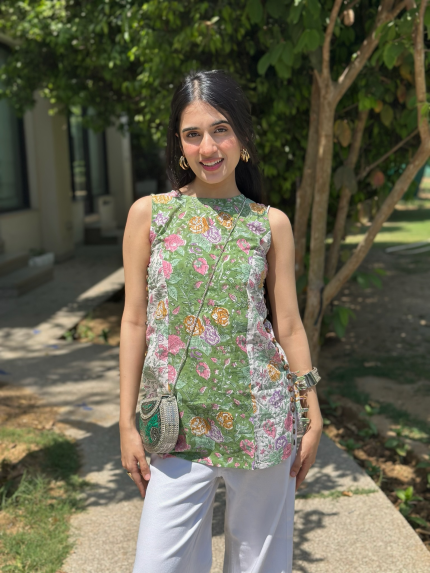 Spring Green Halter Short Kurti