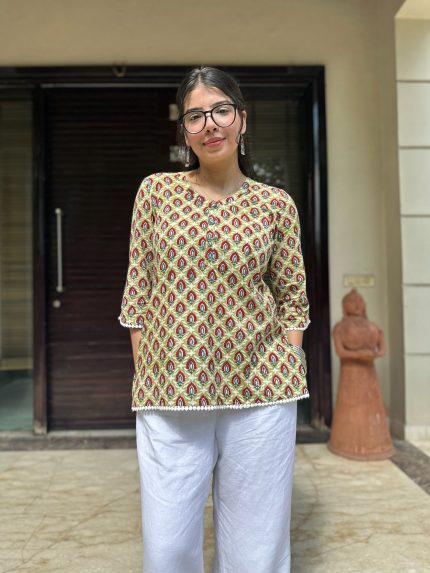 Vintage Sage Lace Kurti